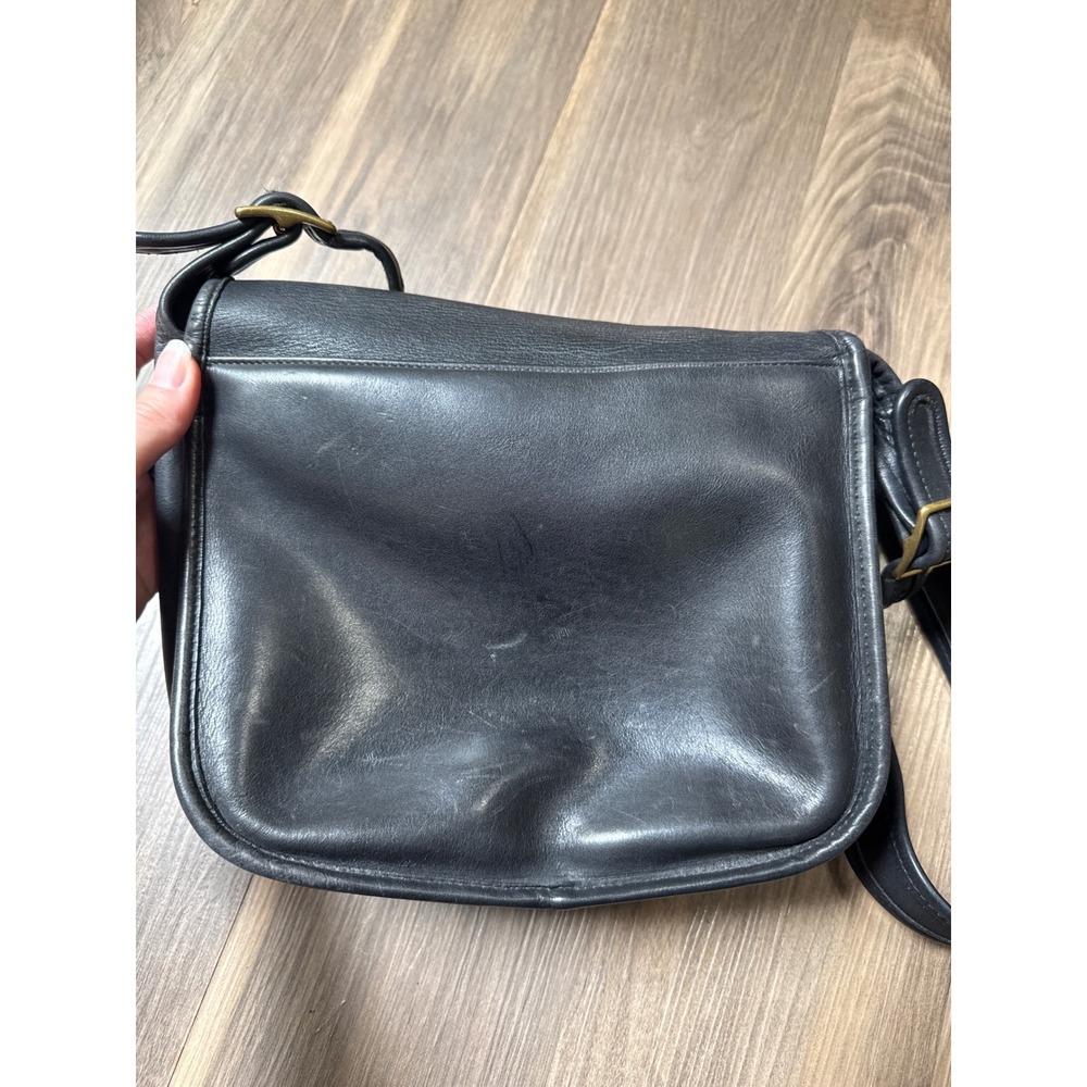 Vintage Coach 9170 Black Leather Shoulder Bag Saddle Classic Pouch Boho 90's - Picture 5 of 16